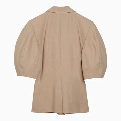 Shop Chloé Jacket With Balloon Sleeve In Beige
