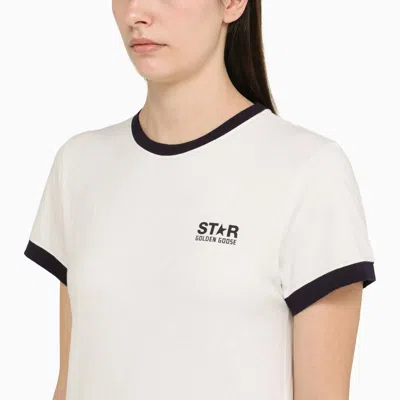 Shop Golden Goose White/bordeaux T-shirt With Logo