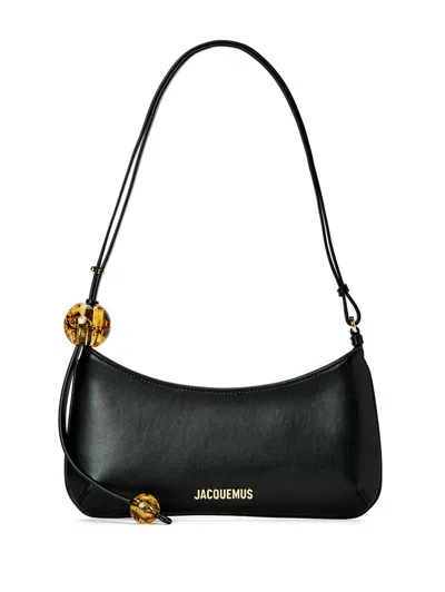 Shop Jacquemus Le Bisou Perle Shoulder Bag In Black