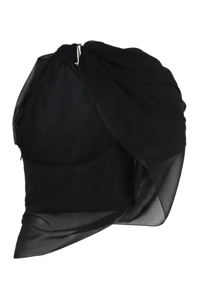 Jacquemus Le Haut Pablo Draped One-shoulder Top In Black