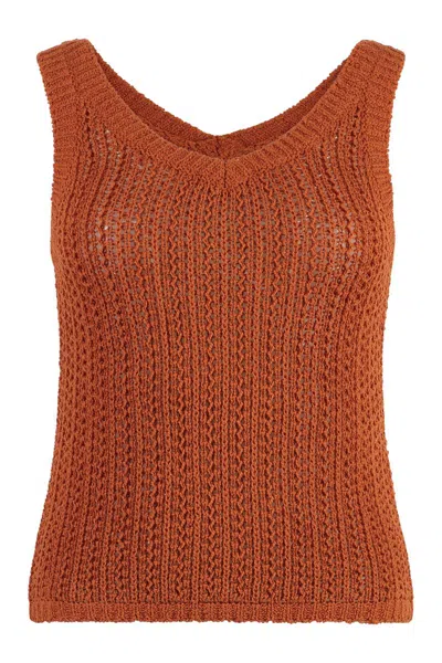 Shop Max Mara Arrigo Knitted Top In Orange