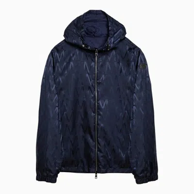 Shop Moncler Lightweight Reversible Navy Blue Nylon Jacket In Pink