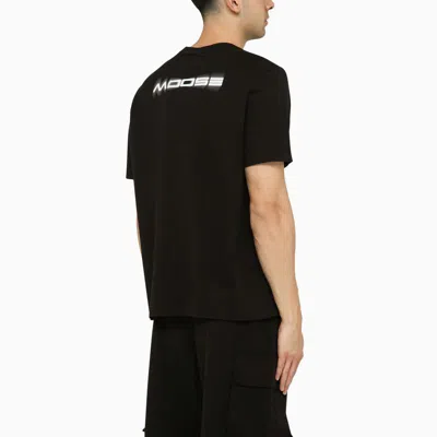 Shop Moose Knuckles Black T-shirt With Logo Print In Metal