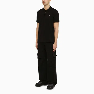 Shop Moose Knuckles Classic Black Polo Shirt With Logo In Metal