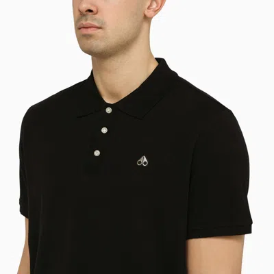 Shop Moose Knuckles Classic Black Polo Shirt With Logo In Metal