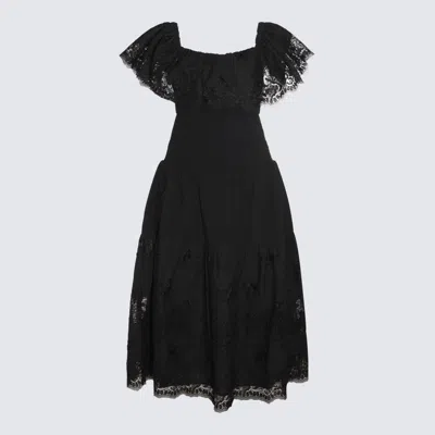 Shop Self-portrait Black Cotton Dress