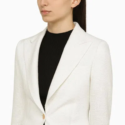 Shop Tagliatore Single-breasted Linen-blend Jacket In White