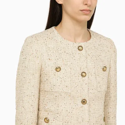 Shop Tagliatore Single-breasted Cotton-blend Jacket With Buttons In Beige