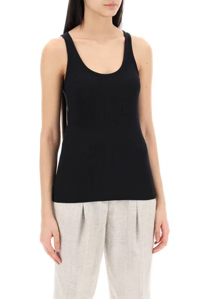 Shop Totême Toteme Ribbed Sleeveless Top With In Black