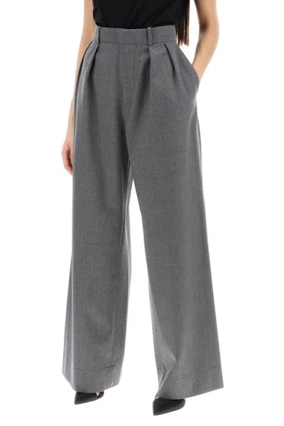 Shop Wardrobe.nyc Wide Leg Flannel Trousers For Men Or In Grey