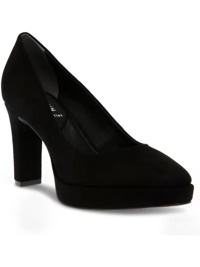 Shop Anne Klein Womens Faux Suede Slip-on Platform Heels In Black