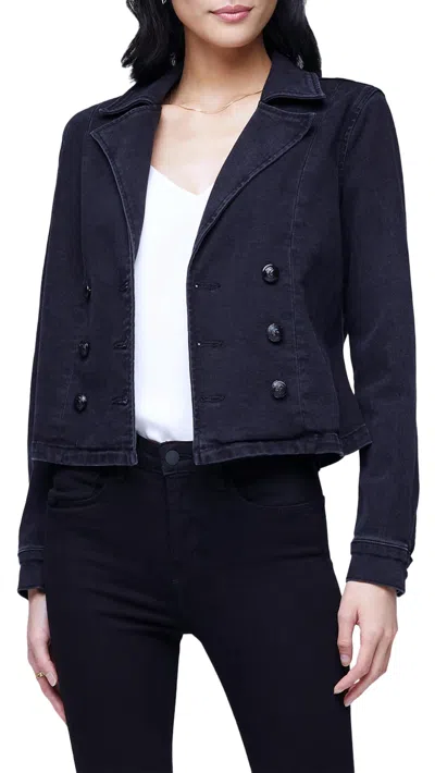 Shop L Agence Admiral Crop Jacket In Washed Black