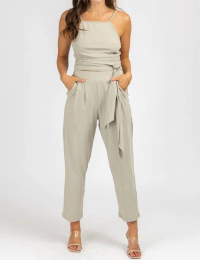 Shop Olivaceous Wrap Top + Pleated Pant Set In Mushroom In Grey