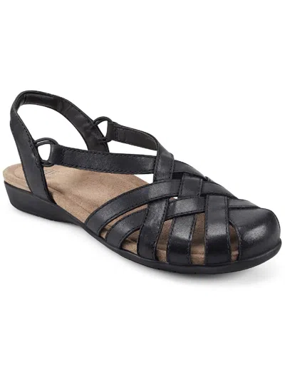 Shop Earth Origins Belder Berri Womens Leather Strappy Footbed Sandals In Black