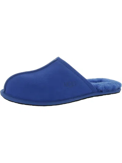 Shop Ugg Scuff Mens Suede Slip On Scuff Slippers In Blue