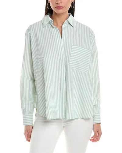Shop French Connection Stripe Relaxed Popover Shirt In Green