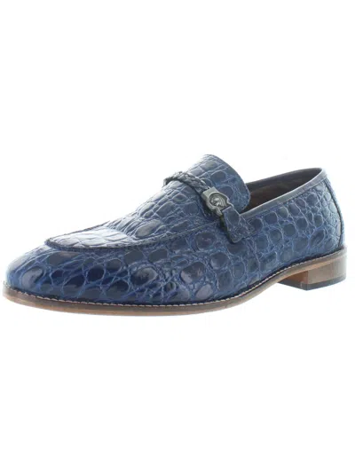 Shop Stacy Adams Bellucci Mens Leather Moc Toe Loafers In Blue