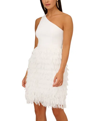 Shop Aidan Mattox Chiffon Feather Cocktail Dress In White