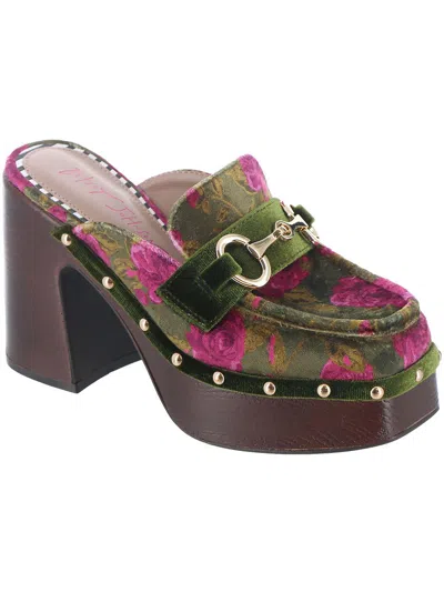Shop Betsey Johnson Aydin Womens Velvet Mule Loafers In Green