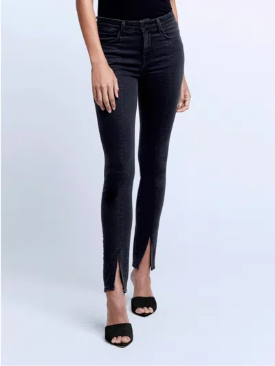 Shop L Agence Jyothi High Rise Split Ankle Jean In Washed Black