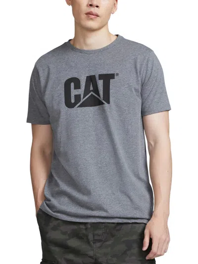 Shop Caterpillar Mens Logo Graphic T-shirt In Grey