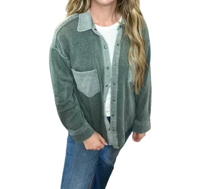 Shop Ocean Drive Farrah Cashmere Fleece Button Up Jacket In Hunter Green