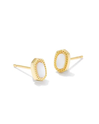 Shop Kendra Scott Mini Ellie Stud Earrings In Gold Ivory In Multi