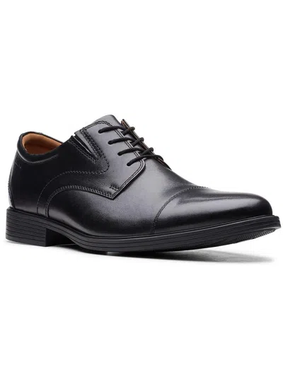 Shop Clarks Mens Leather Toe-cap Oxfords In Black
