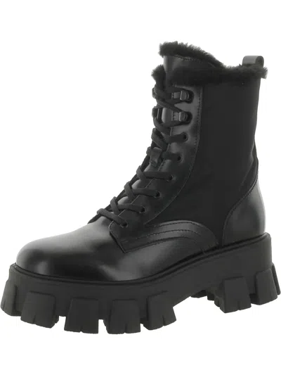 Shop Marc Fisher Ltd Happier Womens Leather Lace-up Combat & Lace-up Boots In Black