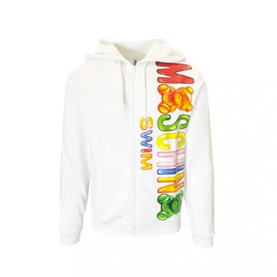 Shop Moschino Swim Hooded Printed Sweatshirt In White