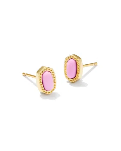 Shop Kendra Scott Mini Ellie Stud Earrings In Gold Fuchsia Magnesite In Multi