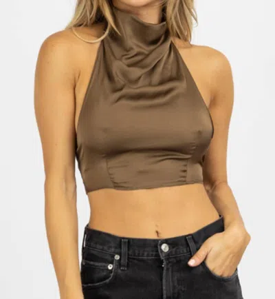 Olivaceous Silky Open Back Crop Top In Martini In Multi