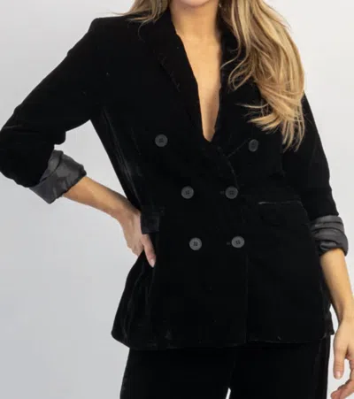 Sans Souci Elton Velvet Peak Lapel Blazer In Black In Black