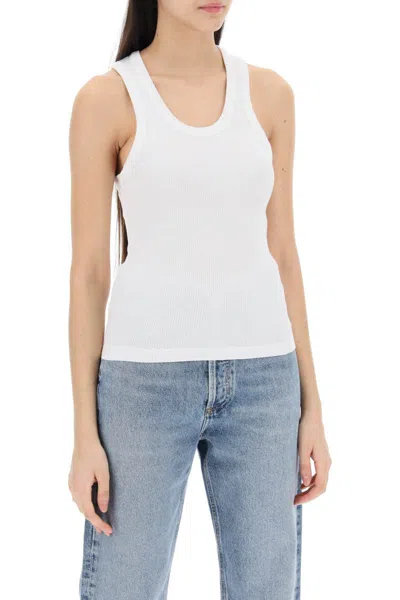 Shop Agolde Poppy Ribbed Tank Top In White