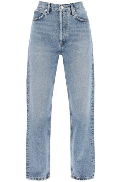 Shop Agolde Straight Leg Jeans From The 90's With High Waist In Blue