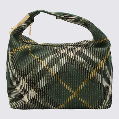 Shop Burberry Multicolor Cotton Peg Medium Top Handle Bag In Ivy