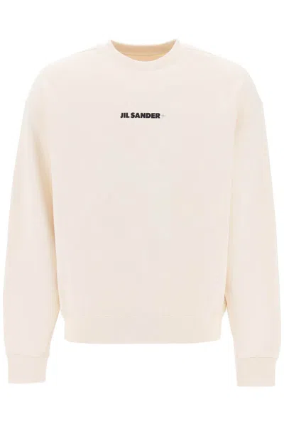 Shop Jil Sander Sweatshirt With Logo Print In Beige