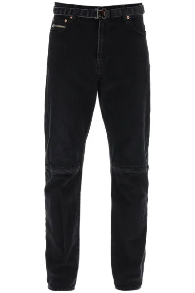 Shop Sacai Slim Jeans With Belt In Black