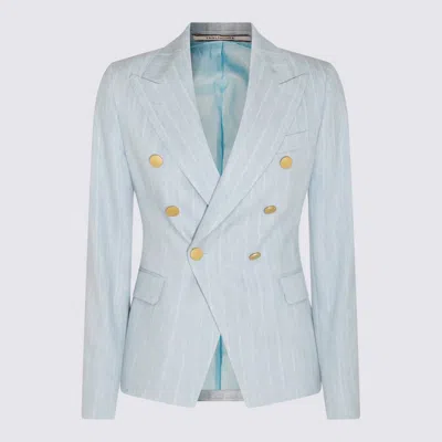 Shop Tagliatore Denim Cotton Blazer