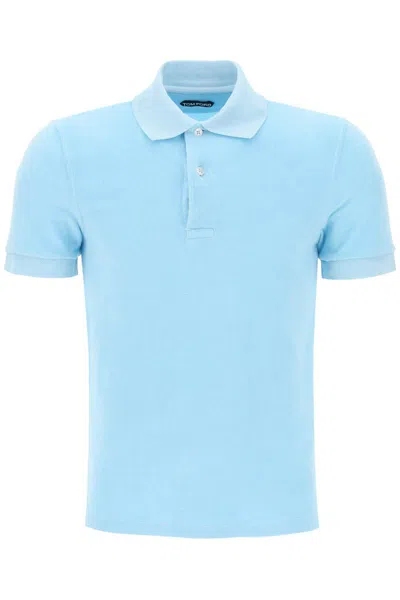 Shop Tom Ford Lightweight Terry Cloth Polo In Blue