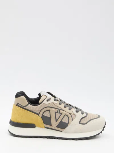 Shop Valentino Vlogo Pace Sneakers In Beige
