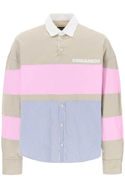 Shop Dsquared2 Oversized Hybrid Shirt In Multicolor