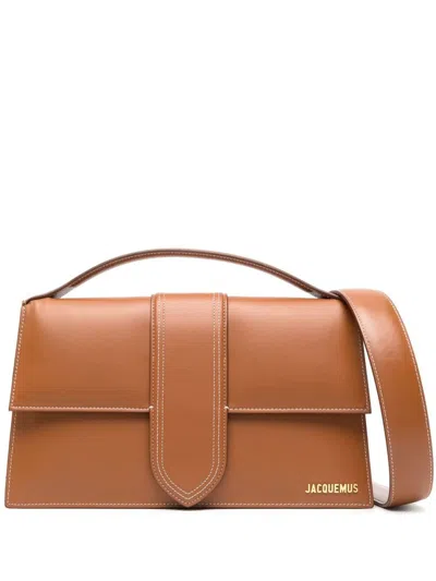 Shop Jacquemus Bambinou Shoulder Bag In Leather In Brown