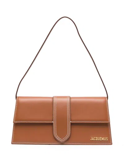 Shop Jacquemus Shoulder Bag With Logo Plaque In Brown