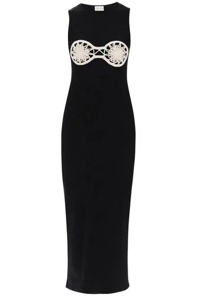 Shop Magda Butrym Sleeveless Dress With Crochet Details In Black