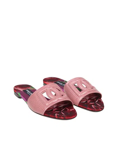 Shop Dolce & Gabbana Slide In Perforated Leather In Pink