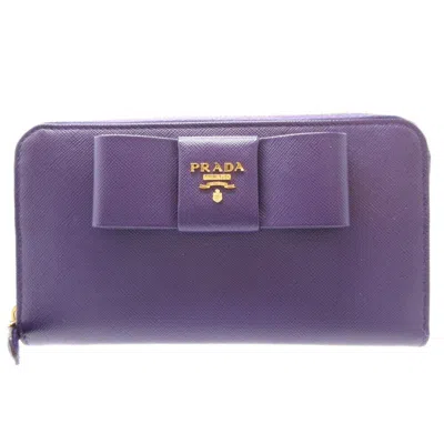 Shop Prada Leather Wallet () In Purple