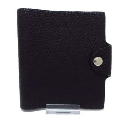 Shop Hermes Ulysse Leather Wallet () In Black