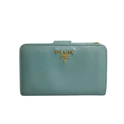 Shop Prada Saffiano Leather Wallet () In Blue
