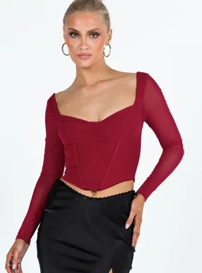 Shop Princess Polly Lower Impact Bruna Top Long Sleeve In Red